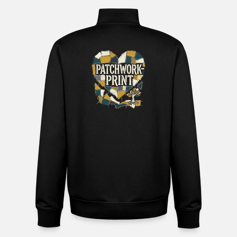 Impression patchwork - Sweat zippé unisexe en coton bio Stanley/Stella - noir