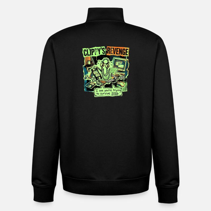 Revanche Clippy - Sweat zippé unisexe en coton bio Stanley/Stella - noir