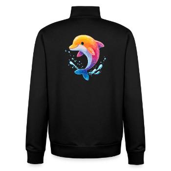 Farbiger Delfin Spritz - Unisex Organic Zip Sweatshirt von Stanley/Stella - Schwarz - Hinten - AI Model Male 185 light (185cm)