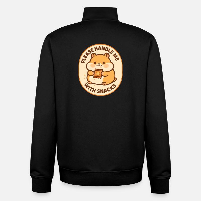 Mit Snacks behandeln | Hamster Humor - Unisex Organic Zip Sweatshirt von Stanley/Stella - Schwarz