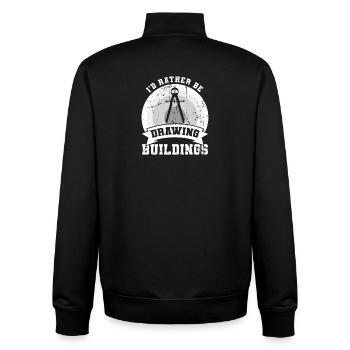 Ich würde lieber Gebäude zeichnen - Unisex Organic Zip Sweatshirt von Stanley/Stella - Schwarz - Hinten - AI Model Male 185 light (185cm)