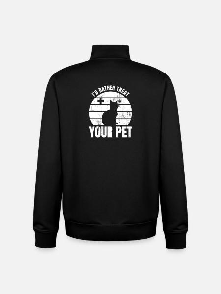 I would rather treat pets - Unisex Organic Zip Sweatshirt by Stanley/Stella - black