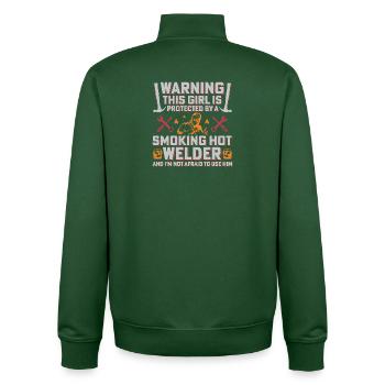 Warnung Schweißer Beschützt sein Mädchen Girl - Unisex Organic Zip Sweatshirt von Stanley/Stella - Flaschengrün - Hinten - AI Model Male 185 dark (185cm)