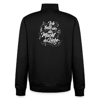 Ich bete an die Macht der Liebe - Lettering - Unisex Organic Zip Sweatshirt von Stanley/Stella - Schwarz - Hinten - AI Model Male 185 light (185cm)