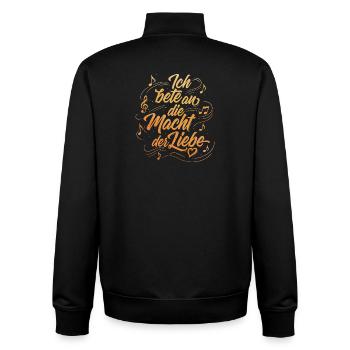 Ich bete an die Macht der Liebe - Lettering - Unisex Organic Zip Sweatshirt von Stanley/Stella - Schwarz - Hinten - AI Model Male 185 light (185cm)