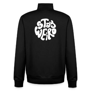 bleib komisch - Unisex Organic Zip Sweatshirt von Stanley/Stella - Schwarz - Hinten - AI Model Male 185 light (185cm)