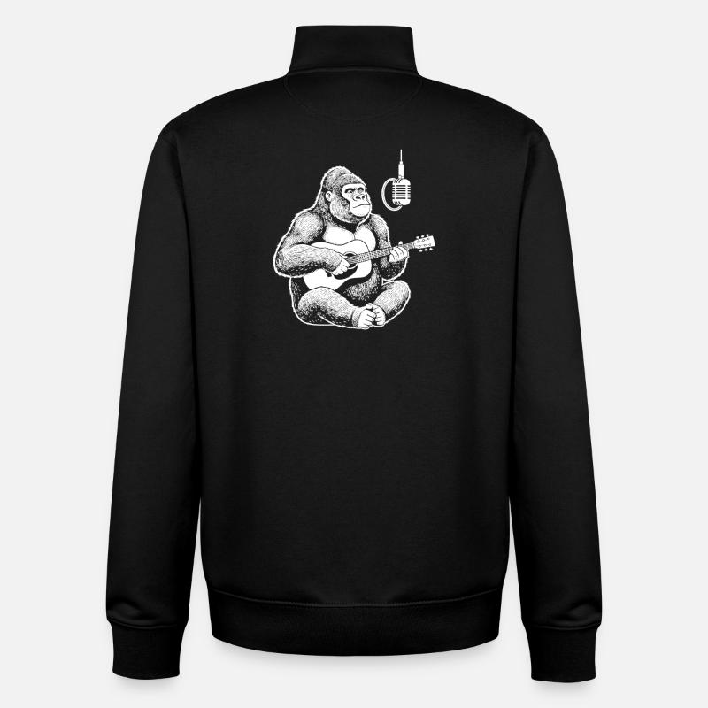 Gorilla Guitar Jam - Unisex Organic Zip Sweatshirt by Stanley/Stella - black
