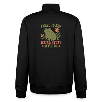 Frog dit des choses bizarres ou meurs - Sweat zippé unisexe en coton bio Stanley/Stella - noir - Dos - AI Model Male 185 light (185cm)