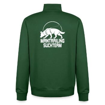 Chiens de recherche de l’équipe de chasse du berger allemand - Sweat zippé unisexe en coton bio Stanley/Stella - vert bouteille - Dos - AI Model Male 185 dark (185cm)