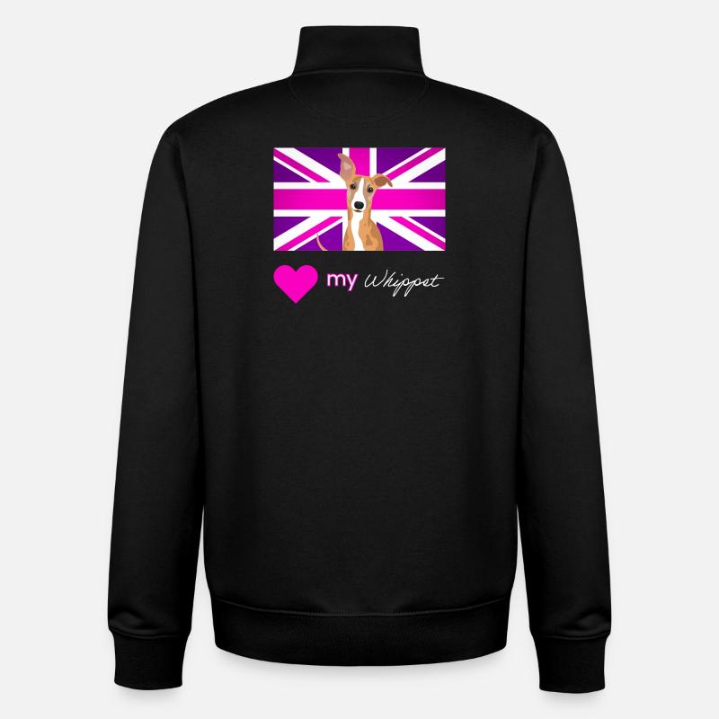PURPLEWHIPPET (White text, Vibrant) - Unisex Organic Zip Sweatshirt by Stanley/Stella - black