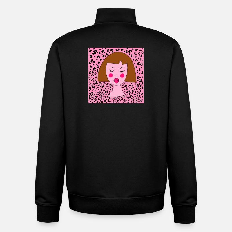 FILLE LÉOPARD - Sweat zippé unisexe en coton bio Stanley/Stella - noir