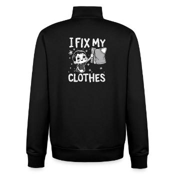 I Fix My Clothes Sichtbare Reparatur - Unisex Organic Zip Sweatshirt von Stanley/Stella - Schwarz - Hinten - AI Model Male 185 light (185cm)