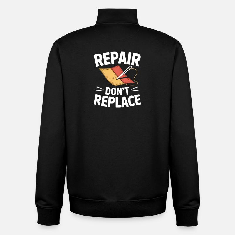 Repair Don't Replace - Unisex Organic Zip Sweatshirt by Stanley/Stella - black