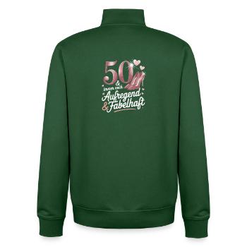 50 and still exciting and fabulous - Unisex Organic Zip Sweatshirt by Stanley/Stella - bottle green - Back - AI Model Male 185 dark (185cm)