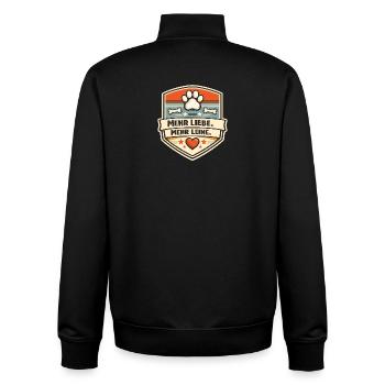Pfotenliebe Schild: Mehr Liebe Mehr Leine - Unisex Organic Zip Sweatshirt von Stanley/Stella - Schwarz - Hinten - AI Model Male 185 light (185cm)