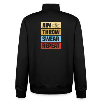 Aim throw swear Petanque Boule Player - Unisex Organic Zip Sweatshirt by Stanley/Stella - black - Back - AI Model Male 185 light (185cm)