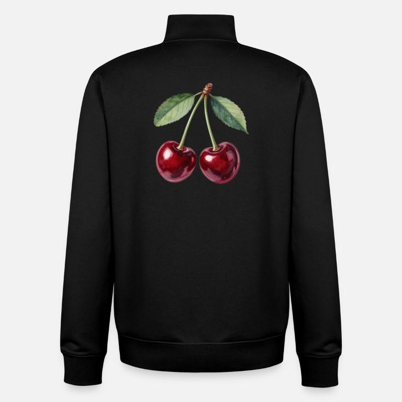 Cerises - Sweat zippé unisexe en coton bio Stanley/Stella - noir
