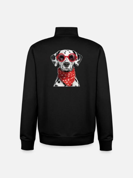 Dalmatian dog with glasses - Unisex Organic Zip Sweatshirt by Stanley/Stella - black