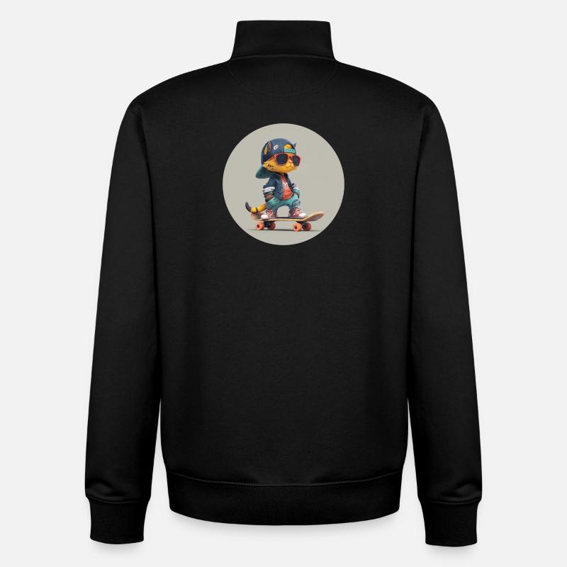Chat skateur - Sweat zippé unisexe en coton bio Stanley/Stella - noir