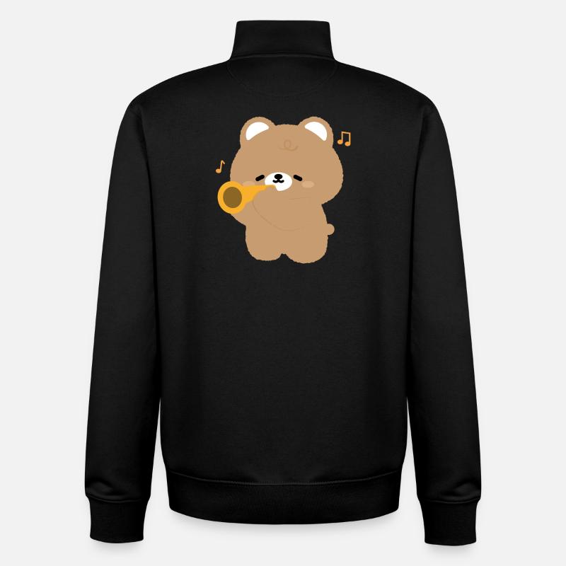 Sérénade de la trompette de l’ours - Sweat zippé unisexe en coton bio Stanley/Stella - noir