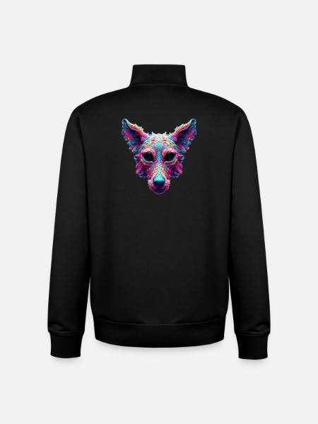 Psychedelic Best Friend - Dog Design T-shirt - Unisex Organic Zip Sweatshirt by Stanley/Stella - black