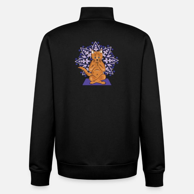 Meditative Cat Mandala - Unisex Organic Zip Sweatshirt by Stanley/Stella - black