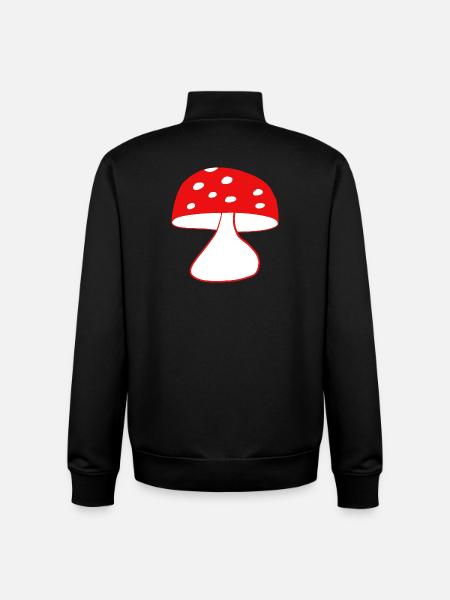 Red fly agaric mushrooms - Unisex Organic Zip Sweatshirt by Stanley/Stella - black