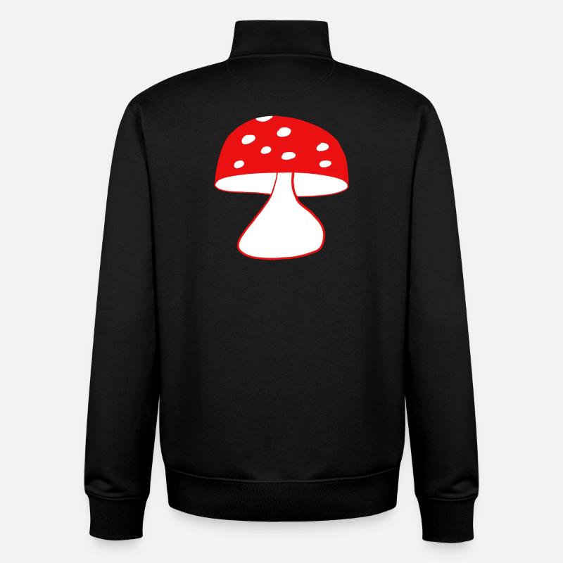 Red fly agaric mushrooms - Unisex Organic Zip Sweatshirt by Stanley/Stella - black