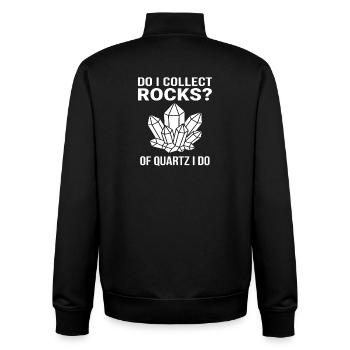 Funny Of Quartz I Do Rock Collector Geology Pun  - Unisex Organic Zip Sweatshirt by Stanley/Stella - black - Back - AI Model Male 185 light (185cm)
