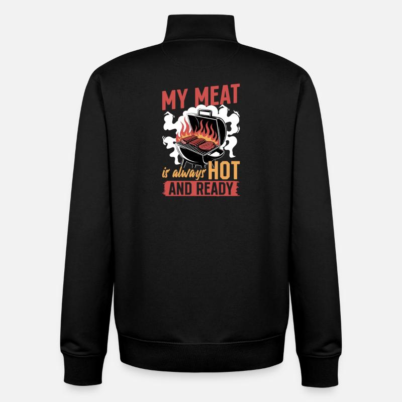 BBQ Grilling Meat Smoking Barbecue - Unisex Organic Zip Sweatshirt by Stanley/Stella - black