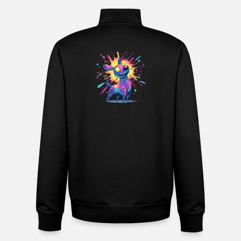 Chien Galactique des Couleurs - Sweat zippé unisexe en coton bio Stanley/Stella - noir