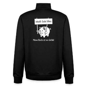 Meine Rente ist ein Gefühl. - Unisex Organic Zip Sweatshirt von Stanley/Stella - Schwarz - Hinten - AI Model Male 185 light (185cm)