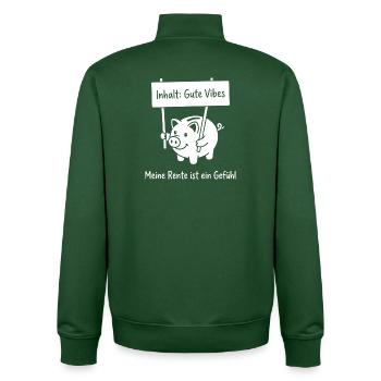 Meine Rente ist ein Gefühl. - Unisex Organic Zip Sweatshirt von Stanley/Stella - Flaschengrün - Hinten - AI Model Male 185 dark (185cm)