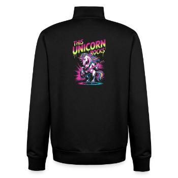 Unicorn Rock Neon-Gitarre - Unisex Organic Zip Sweatshirt von Stanley/Stella - Schwarz - Hinten - AI Model Male 185 light (185cm)