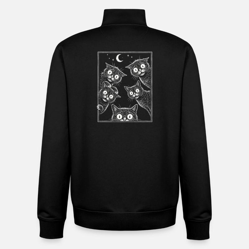 Spooky Staring Black Cats - Unisex Organic Zip Sweatshirt by Stanley/Stella - black