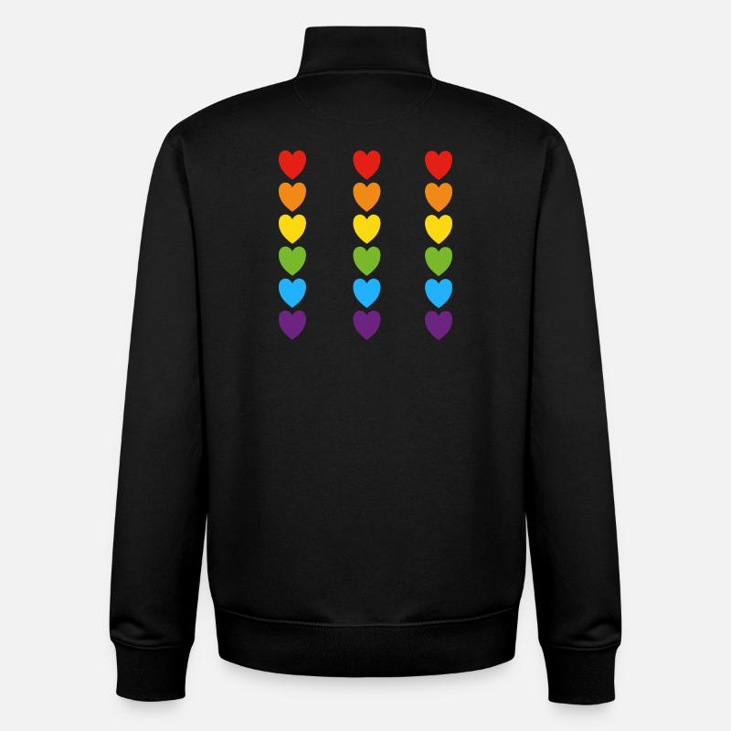 Pride Rainbow Hearts - Unisex Organic Zip Sweatshirt by Stanley/Stella - black