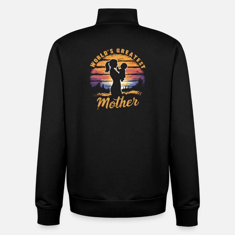 La plus grande mère du monde - Sweat zippé unisexe en coton bio Stanley/Stella - noir
