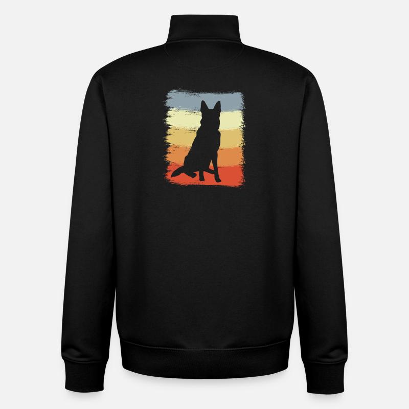 Retro German Shepherd - Unisex Organic Zip Sweatshirt by Stanley/Stella - black