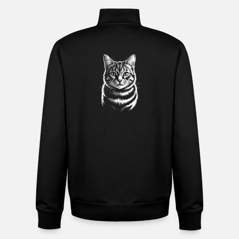Chat - Sweat zippé unisexe en coton bio Stanley/Stella - noir