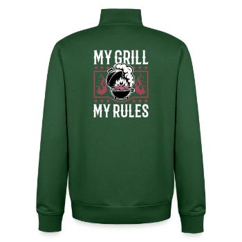 BBQ Grilling Meat Smoking Barbecue - Unisex Organic Zip Sweatshirt by Stanley/Stella - bottle green - Back - AI Model Male 185 dark (185cm)