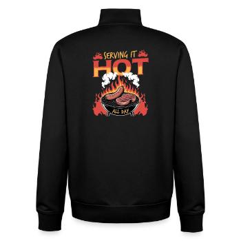 BBQ Grilling Meat Smoking Barbecue - Unisex Organic Zip Sweatshirt by Stanley/Stella - black - Back - AI Model Male 185 light (185cm)