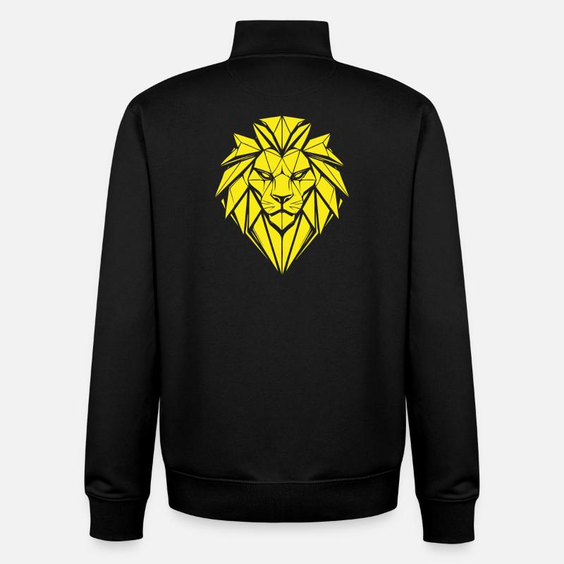 Lion géométrique en jaune - Sweat zippé unisexe en coton bio Stanley/Stella - noir