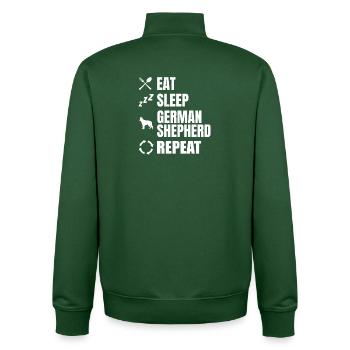 Essen Schlafen Schäferhund Wiederholen - Unisex Organic Zip Sweatshirt von Stanley/Stella - Flaschengrün - Hinten - AI Model Male 185 dark (185cm)