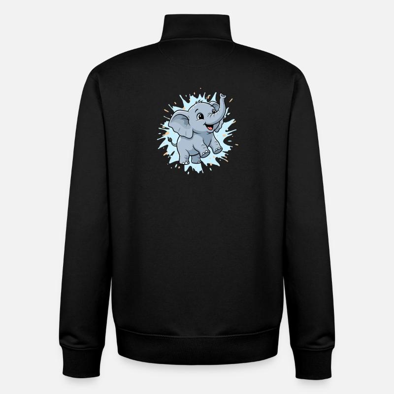 Cute elephant with paint splash - Unisex Organic Zip Sweatshirt by Stanley/Stella - black