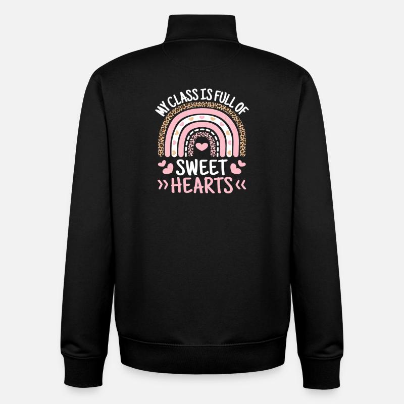 Sweet Hearts Rainbow Leopard Class - Unisex Organic Zip Sweatshirt by Stanley/Stella - black