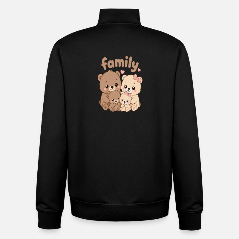 Family Bear Cuddle Crew - Unisex Organic Zip Sweatshirt by Stanley/Stella - black