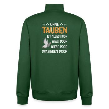 Taubenzüchter Taube Taubenzucht Spruch Brieftaube - Unisex Organic Zip Sweatshirt von Stanley/Stella - Flaschengrün - Hinten - AI Model Male 185 dark (185cm)