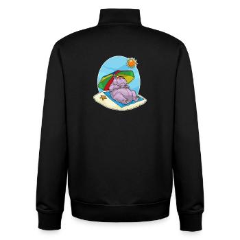 Hippopotamus Beach Parasol Summer - Unisex Organic Zip Sweatshirt by Stanley/Stella - black - Back - AI Model Male 185 light (185cm)