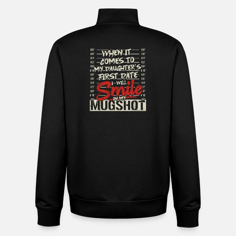 Protective Dad Mugshot - Unisex Organic Zip Sweatshirt by Stanley/Stella - black