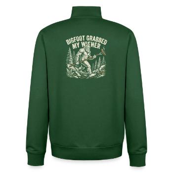 Funny Camping Sasquatch Bigfoot Got My Peni - Unisex Organic Zip Sweatshirt by Stanley/Stella - bottle green - Back - AI Model Male 185 dark (185cm)